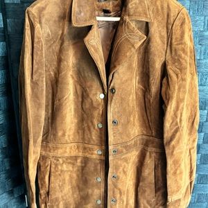 Women’s vintage tobacco brown suede trench-coat by Danier medium